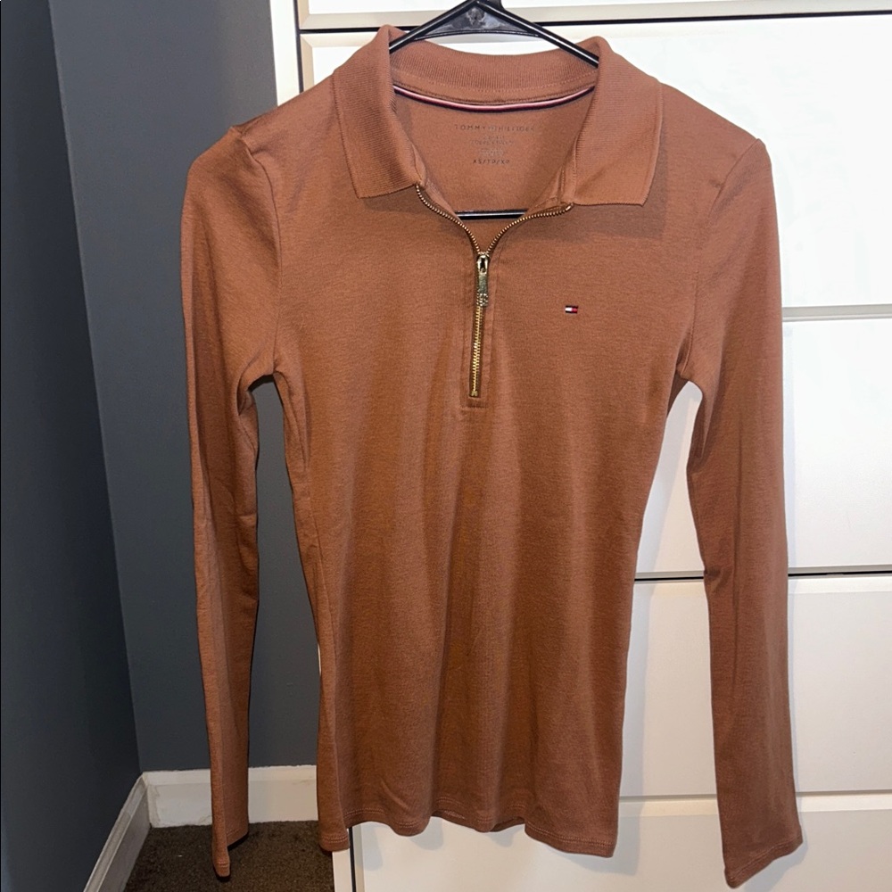 Tommy Hilfiger Women's Brown Long Sleeve Polo